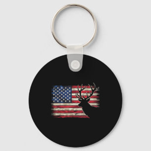 Deer hunting hunter us flag Deer hunting hunter us Key Ring