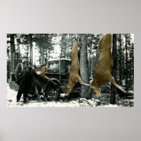 DEER HUNTING HUNTER VINTAGE PHOTOGRAPH COLORSPLASH
