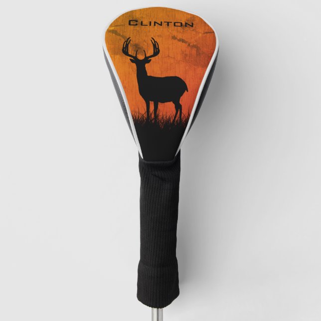Deer Hunting Large Antlers Name Golf Head Cover (Front)