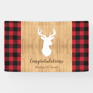Deer Hunting Lodge Baby Shower Antlers Banner