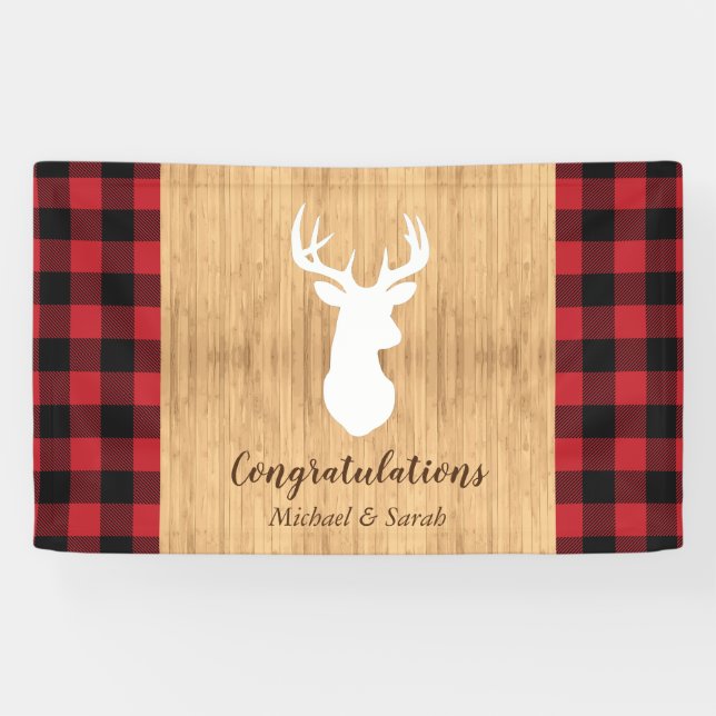 Deer Hunting Lodge Baby Shower Antlers Banner (Horizontal)
