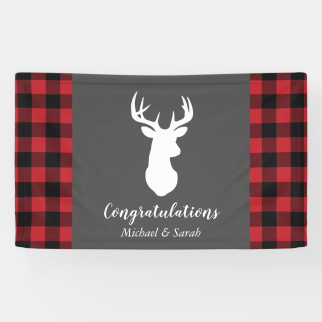 Deer Hunting Lodge Baby Shower Antlers Banner (Horizontal)