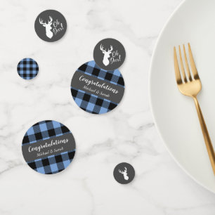 Deer Hunting Lodge Baby Shower Antlers Boy Blue Confetti