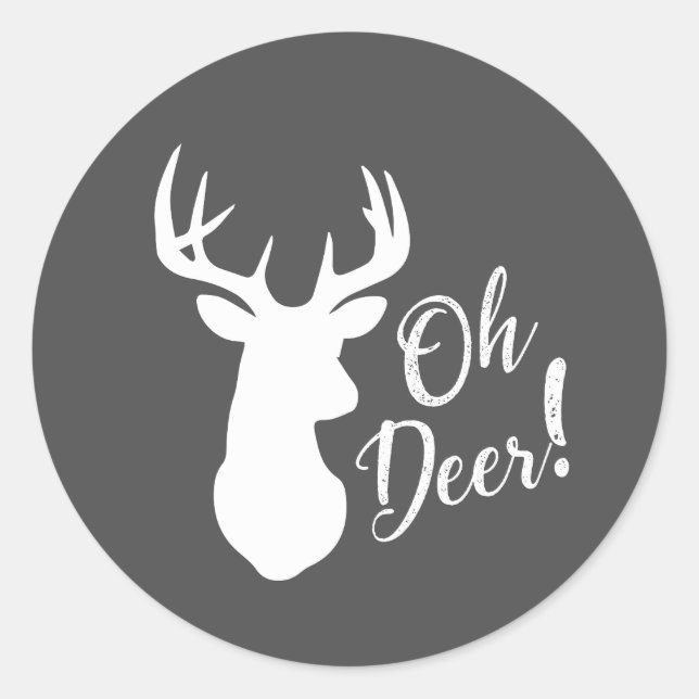 Deer Hunting Lodge Baby Shower Antlers Classic Round Sticker (Front)