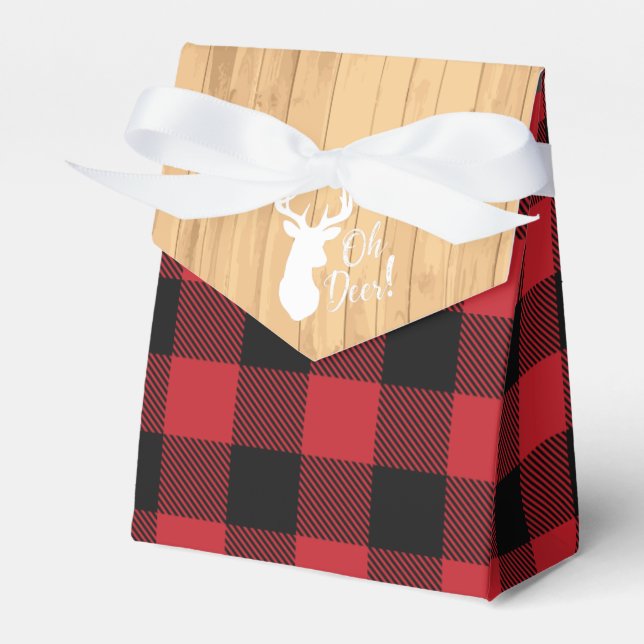 Deer Hunting Lodge Baby Shower Antlers Favour Box (Front Side)