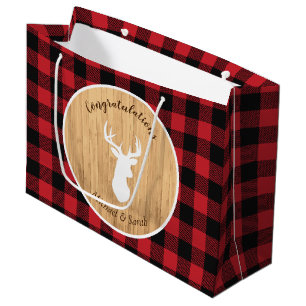 Deer Hunting Lodge Baby Shower Antlers Large Gift Bag
