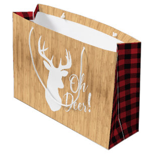 Deer Hunting Lodge Baby Shower Antlers Large Gift Bag