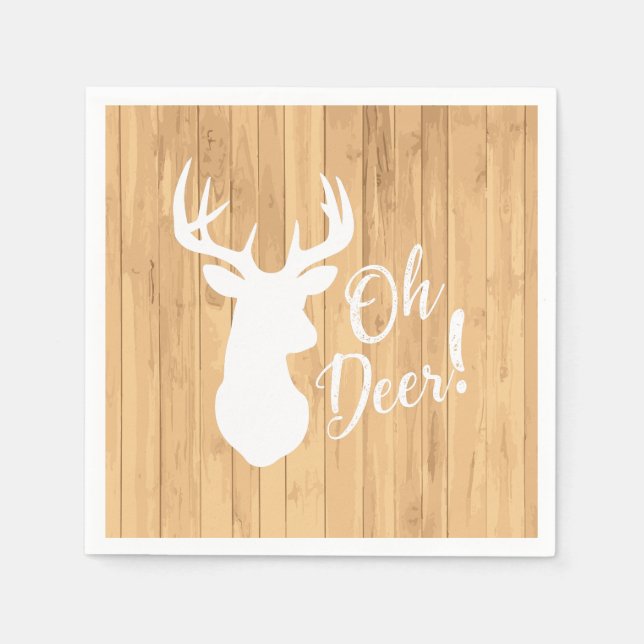 Deer Hunting Lodge Baby Shower Antlers Napkin (Front)