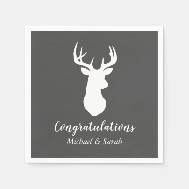Deer Hunting Lodge Baby Shower Antlers Napkin (Front)