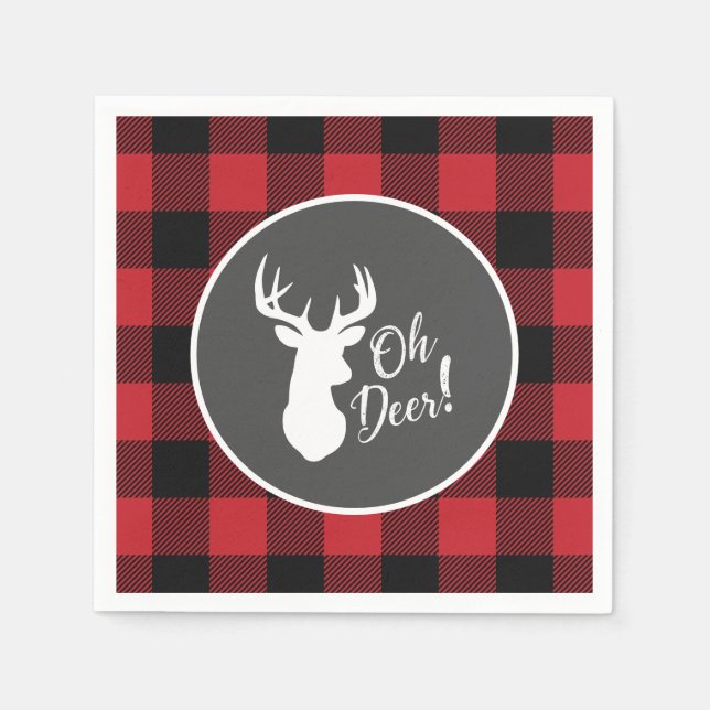 Deer Hunting Lodge Baby Shower Antlers Napkin (Front)