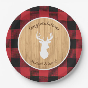 Deer Hunting Lodge Baby Shower Antlers Paper Plate