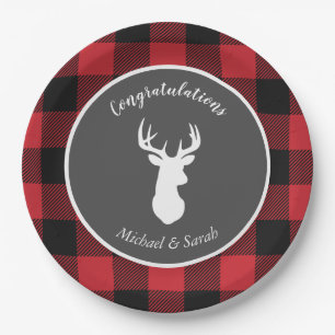 Deer Hunting Lodge Baby Shower Antlers Paper Plate