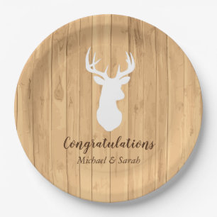 Deer Hunting Lodge Baby Shower Antlers Paper Plate