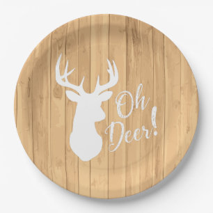 Deer Hunting Lodge Baby Shower Antlers Paper Plate