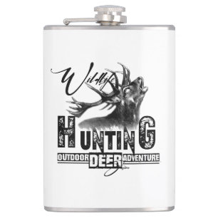 Deer hunting, outdoor adventure  travel mug hip flask