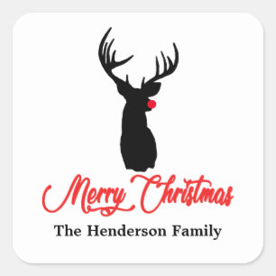 Deer Hunting Reindeer Square Sticker