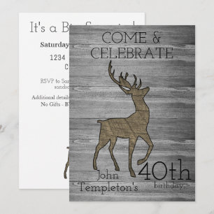 Deer Hunting Rustic Sports Outdoors Men Birthday Invitation