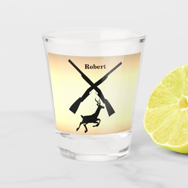 Deer Hunting Silhouette  Personalised Shot Glass (Front)