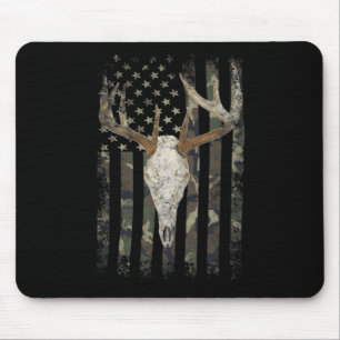 Deer Hunting Skull American Camo USA Flag Whitetai Mouse Mat