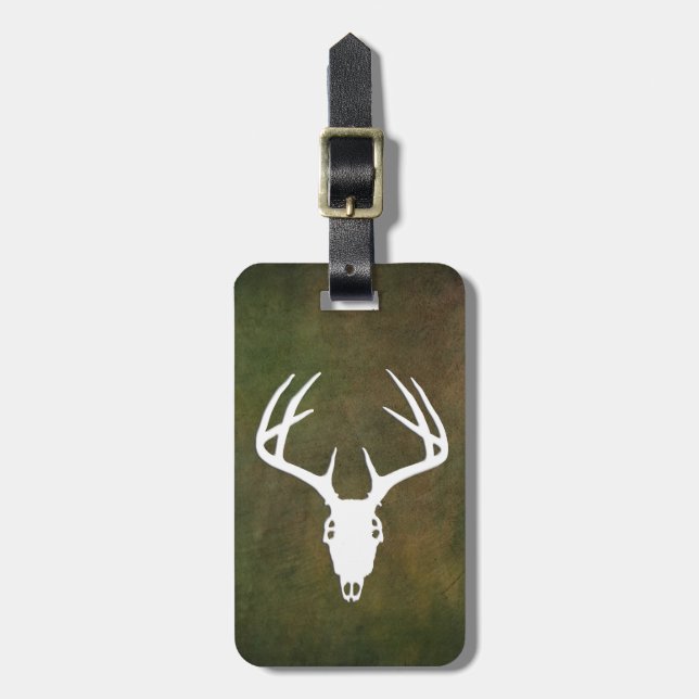 Deer Hunting Skull w/ antlers Luggage Tag (Front Vertical)