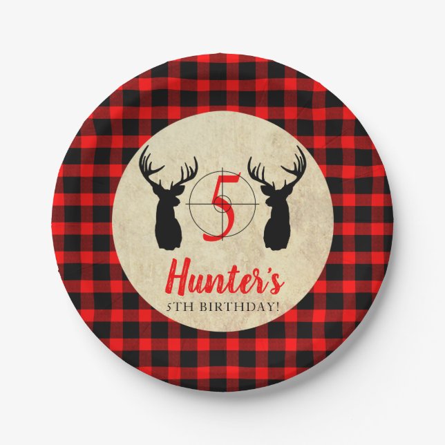 Deer Hunting Theme Birthday Party Paper Plate (Front)