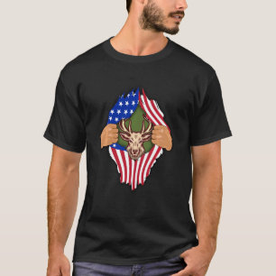 Deer Hunting Usa American Flag Men Hunt Outdoors H T-Shirt