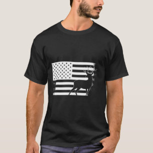 Deer Hunting Usa American Flag T-Shirt