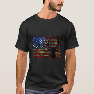 Deer Hunting USA Hunter America Flagg Antlers Amer T-Shirt