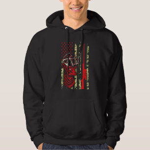 Deer Hunting Vintage American Flag Patriotic Usa E Hoodie