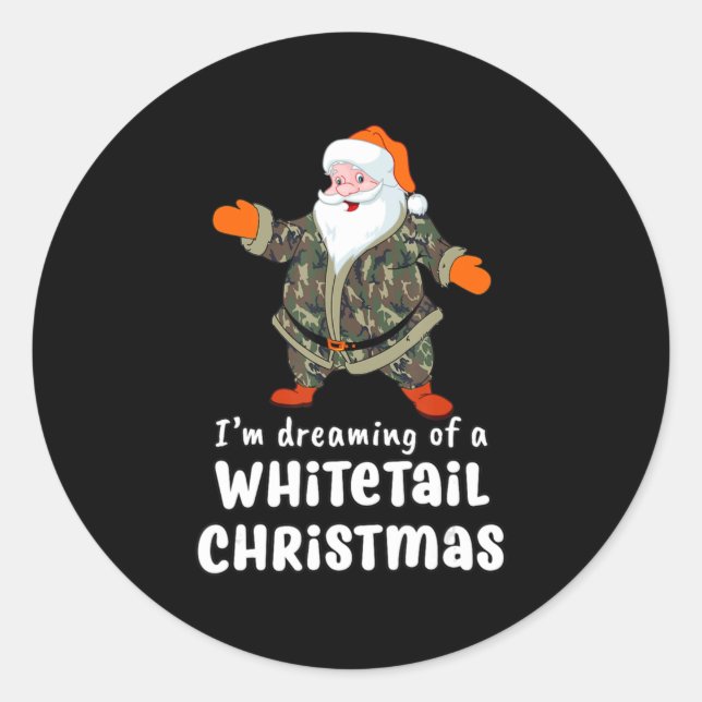 Deer Hunting Whitetail Christmas Camo Santa  Classic Round Sticker (Front)