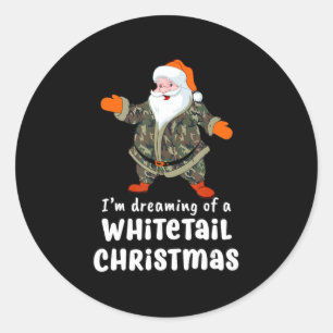 Deer Hunting Whitetail Christmas Camo Santa  Classic Round Sticker