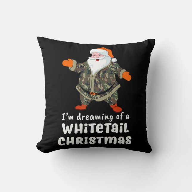 Deer Hunting Whitetail Christmas Camo Santa  Cushion (Front)
