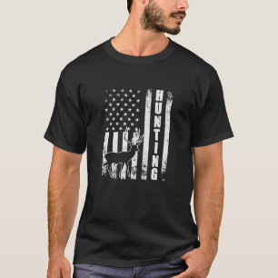 Deer Hunting Whitetail Hunter American Flag USA Pa T-Shirt