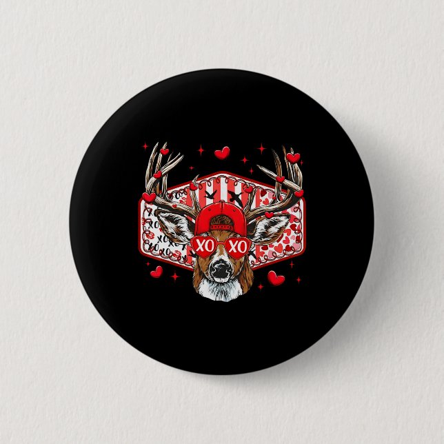 Deer Hunting Xoxo Valentine Buck Boys Cap Men Wome 6 Cm Round Badge (Front)