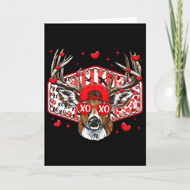 Deer Hunting Xoxo Valentine Buck Boys Cap Men Wome Card (Front)