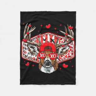 Deer Hunting Xoxo Valentine Buck Boys Cap Men Wome Fleece Blanket