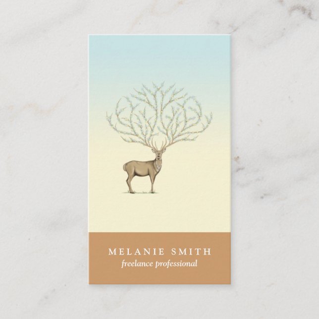 Deer illustration floral antlers artistic card (Front)