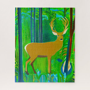 Deer in a Fantasy Forest Setting Jigsaw Puzzle