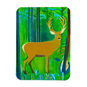 Deer in a Fantasy Forest Setting  Magnet
