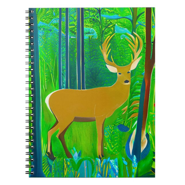 Deer in a Fantasy Forest Setting  Notebook (Front)