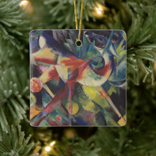 Deer in a Flower Garden by Franz Marc, Vintage Art Ceramic Ornament