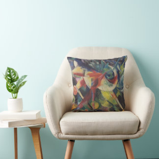 Deer in a Flower Garden by Franz Marc, Vintage Art Cushion