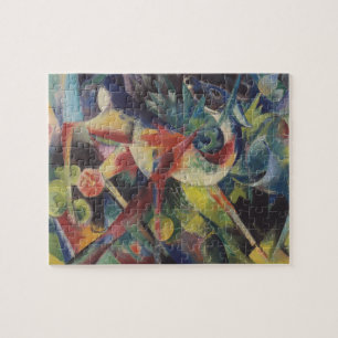 Deer in a Flower Garden by Franz Marc, Vintage Art Jigsaw Puzzle