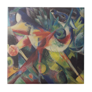 Deer in a Flower Garden by Franz Marc, Vintage Art Tile