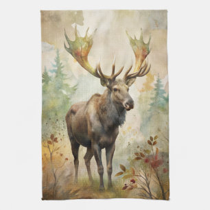 Deer in a Forest Tea Towel