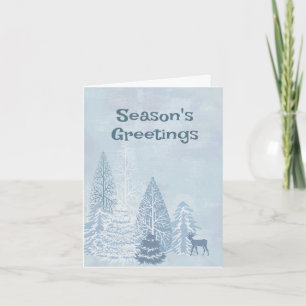 Deer in a Snowy Forest Holiday Greeting Card