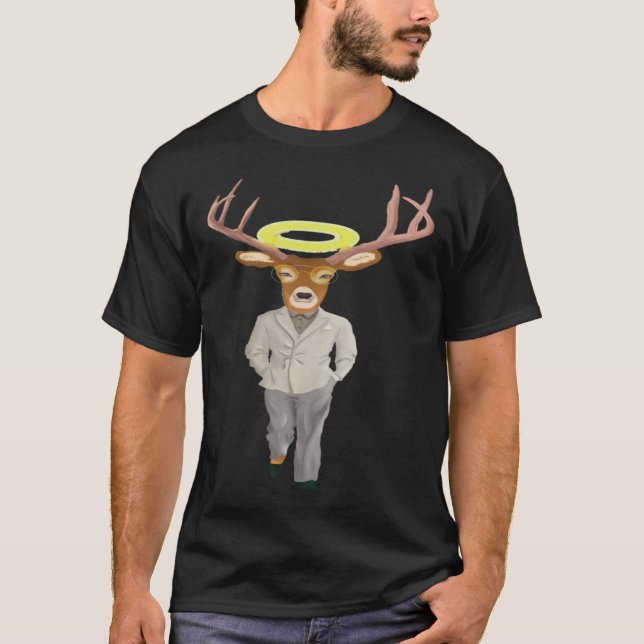 Deer In A suit Like a Business Man Boss Deer T-Shirt (Front)