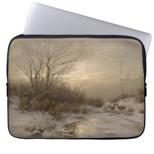 Deer in a Winter Landscape – Désiré Thomassin Laptop Sleeve