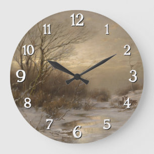 Deer in a Winter Landscape – Désiré Thomassin Large Clock