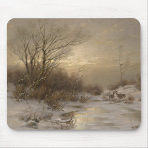 Deer in a Winter Landscape – Désiré Thomassin Mouse Mat